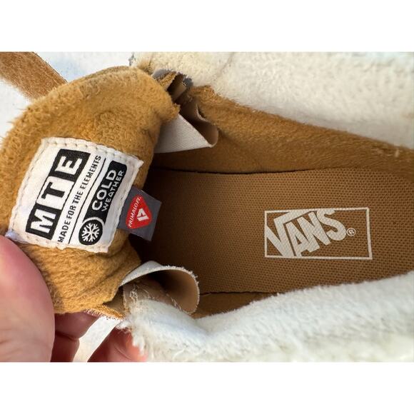 VANS Tan LEATHER Sherpa Fur Shoes SK8-Mid Reissue V MTE-1 Youth 13.5 - Picture 11 of 11